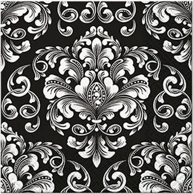 Produktbild von RP 20 Cocktailservietten Beautiful Moments black - Florale Ornamente schwarz 25x25cm
