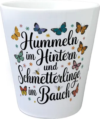 Produktbild von Frühlingsspruch Blumentopf mit Hummeln und Schmetterlingen