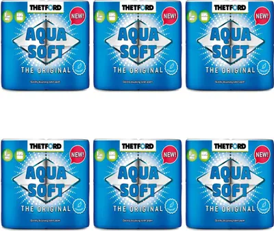 Produktbild von 6 x Thetford Aqua Soft Toilettenpapier WC Papier Campingtoilette 4 Rollen