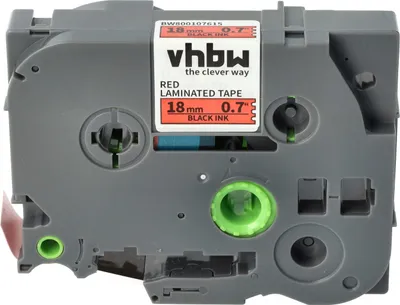 Produktbild von vhbw Schriftband-Kassette kompatibel mit Brother PT 9600, 9400, 9200 DX, 9200 PC, 9500 PC, 9700 PC Etiketten-Drucker 8m x 18mm Schwarz auf Rot