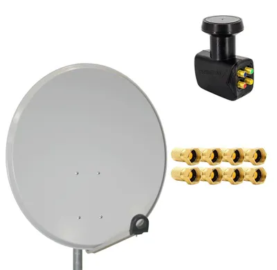 Produktbild von PremiumX SAT Anlage 80cm Antenne Aluminium Quad LNB 8x F-Stecker