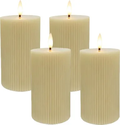 Image de Bougies LED en cire, sans flamme, à effet vacillant, lot de 4