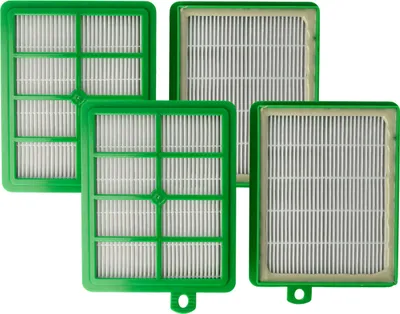 Produktbild von vhbw 4x Staubsaugerfilter kompatibel mit AEG Electrolux AAC 6756, AAC 6757, AAC 6758, AAC 6753, AAC 6754, AAC 6755 Staubsauger - HEPA-Filter Grün Weiß