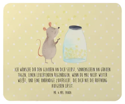 Produktbild von Mr. & Mrs. Panda Mauspad Maus Sterne - Gelb Pastell - Geschenk, Schwangerschaft, laptop, Mousepad, Mouse Pad, Lustige Sprüche, pc mausunterlage, mousematte, Geburtstag