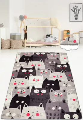 Produktbild von Conceptum Hypnose, Cats- Cats Gray DjtCHL, Bunt, Teppichläufer, 100 x 200 cm, 50% Samtgewebe/ 50% Polyester