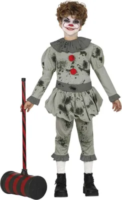 Immagine prodotto di Fiestas Guirca - Costume da clown malvagio per ragazzi FG673 (128-134) (Grigio/Rosso)