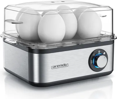 Produktbild von Arendo Eierkocher 8-fach, 500 W, Edelstahl, Härtegrad einstellbar, für 8 Eier, silber/schwarz