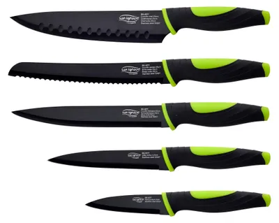 5-teiliges Messerset aus rostfreiem Stahl, 20 cm, schwarz