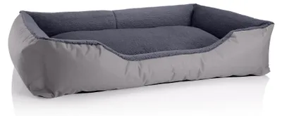Produktbild von BedDog Hundebett TEDDY Hundesofa waschbares Hundebett mit Rand Hundekissen,ROCK-FLOW (grau/grau),(XXL) ca. 120x85x23cm
