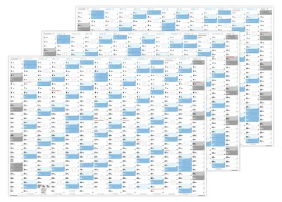 Produktbild von 3 Stück XXL Wandkalender DIN A0 2028 (blau2) große Tageskästchen (Kalender werden gerollt versendet)