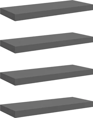 Produktbild von vidaXL Schweberegale 4 Stk. Hochglanz-Grau 60x23,5x3,8 cm MDF