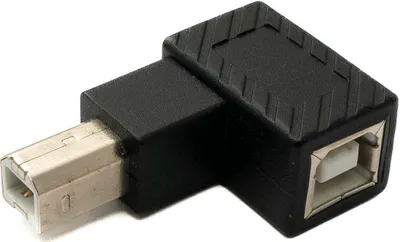 Produktbild von SYSTEM-S USB 2.0 Adapter Typ B Stecker zu Buchse links gewinkelt Winkel Kabel in Schwarz