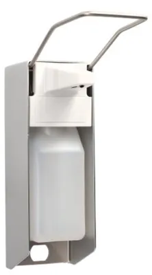 Produktbild von Wandspender 27,5 cm x 8,5 cm x 23 cm "Aluminium" 500 ml, Langarmhebel, inkl. Leerflasche