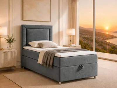 Produktbild von Best for Home Boxspringbett mit Bettkasten Trinity K3-SINGLE 90x200 Bonellfederkern inkl. Topper - Graphit