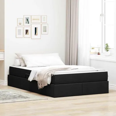Produktbild von vidaXL Aufbewahrungsbett mit Matratze Schwarz 120 x 200 cm Polyester