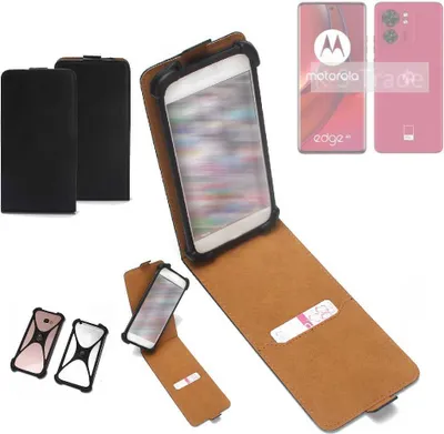 Produktbild von K-S-Trade Handyhülle Schutzhülle kompatibel mit Motorola Edge 40 Hülle Case Cover Flip Style Bumper schwarz 1x