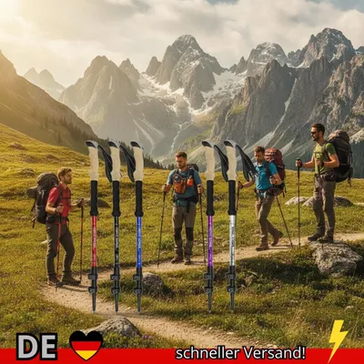 Produktbild von 2 Stück Trekkingstöcke Gehstöcke Alpenstock Teleskopisch Ultraleicht Premium