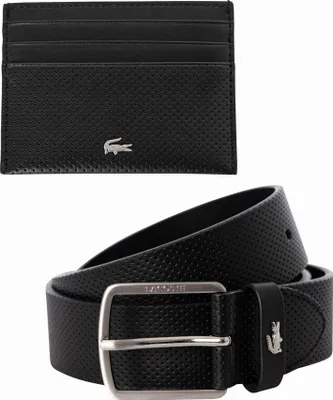Produktbild von Lacoste Geschenkset mit Gürtel und Kartenetui aus Leder, Weiß S
