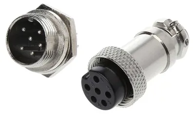 Rundsteckverbinder GX16 6-polig 16 mm Stecker+Buchse