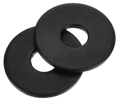 Produktbild von 220 runde Dichtungsringe M4 x 14 x 1 mm, flach, aus schwarzem Kohlenstoffstahl für Schrauben und Muttern