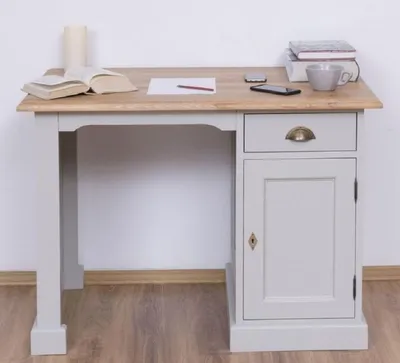 Produktbild von Casa Padrino Landhausstil Schreibtisch Grau / Naturfarben 110 x 70 x H. 78 cm - Massivholz Sekretär im Landhausstil - Büro Möbel - Massivholz Möbel - Landhausstil Möbel