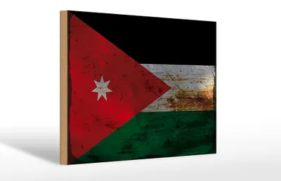 Produktbild von Holzschild Flagge Jordanien 30x20cm Flag of Jordan Rost
