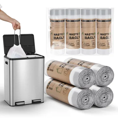 Image de YEAUPE PRO, sacs poubelle de 30 litres avec cordon de serrage, 60 pièces (4 rouleaux), extra épais et résistants à la déchirure