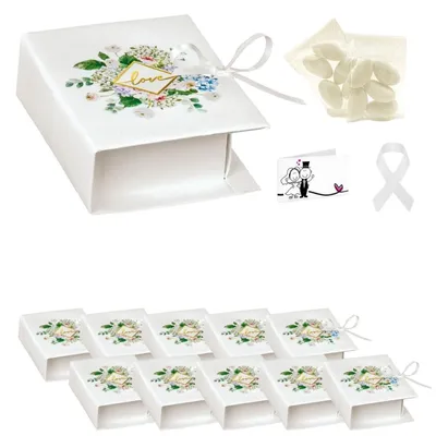 10er-Set Hochzeitsgastgeschenk-Boxen mit Schokoladendragees
