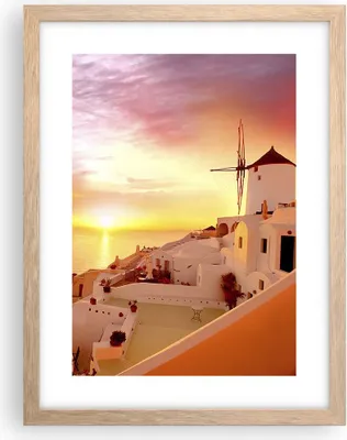 Produktbild von Gerahmtes Poster - Rahmen in heller Eiche - Santorini Griechenland Urlaub - 30x40 cm - Wand Bild - Wanddeko - Wandbilder - Wandposter - Bilderrahmen - Bilder - Kunstdruck - Wandbild - P2NPA30x40-2691