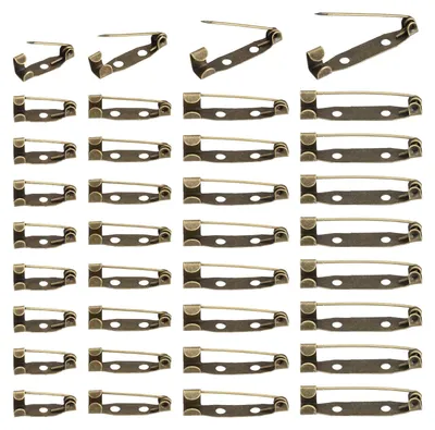 Produktbild von Brosche Nadelrückseiten - Sicherheitsnadeln aus Metall für DIY Basteln und Schmuckherstellung - 200 Stück in 15/20/25/30 mm Bronze