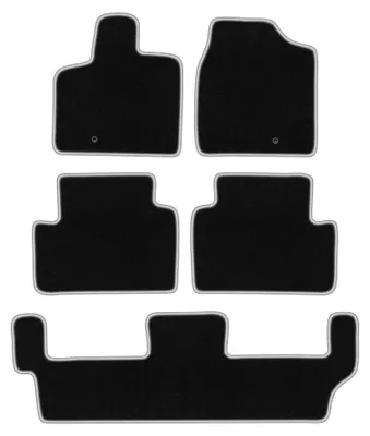 Image de Tapis de sol en moquette pour Volkswagen Routan 2008-2015 (7 places) – jeu 4 pièces, noir/argent, sur mesure – Wielganizator CARLUX