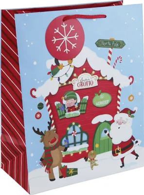 Produktbild von Clairefontaine 12x Geschenktasche L, Weihnachtshaus, 26,5x14x33 cm - X-31211-2C