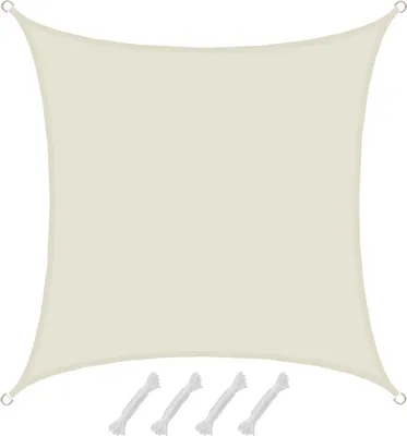 Produktbild von Amanka Sonnensegel, Polyester, Beige, 2x2m, UPF50+, wasserabweisend, schnelltrocknend, schimmelresistent, für Garten, Balkon, Wandmontage & Segelmasten