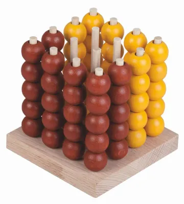 Obrázek produktu pro Piškvorky 3D podstavec + kuličky dřevo/kov hlavolam společenská hra 8,5x8,5x9cm