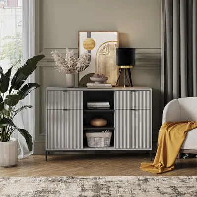 Immagine prodotto di Cassettiera per camera da letto Vicco Eliza Grigio 120 x 81.2 cm con 2 cassetti e 2 ante, Model 56449