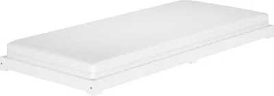Produktbild von Weißes Niederflurbett Futon extra niedrig Bodenbett 100x200 Kiefer V-60.47W-10Rollrost und Matratze inkl.
