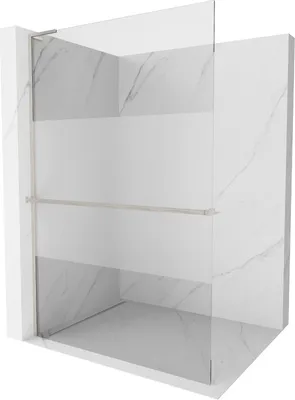 Produktbild von Mexen Kioto+ L Duschwand mit Walk-in Regal 120 x 200 cm, transparent/matt, gebürstetes Nickel - 800-120-123-97-35