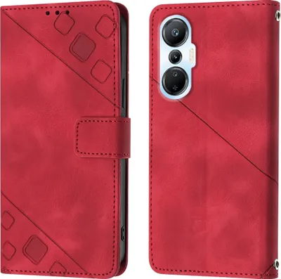 Produktbild von Hülle für Infinix Hot 20S / 20Pro X6827 Prägung Flip Leder Brieftasche Schutzhülle mit Ständer Rot