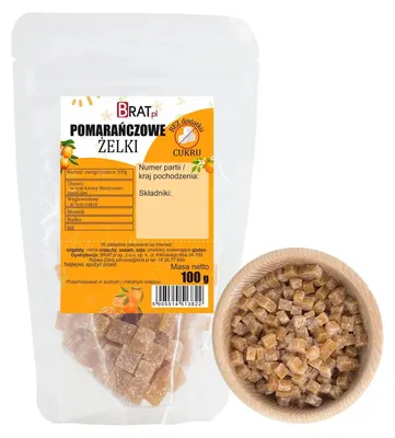 Obrázok produktu pre Pomarančové gumené cukríky (želé) bez pridaného cukru, 100 g