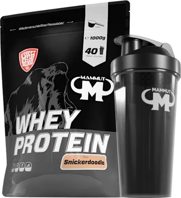 Produktbild von Mammut Nutrition - Whey Protein 1000 g Beutel - 40 Portionen Eiweiß + GRATIS Protein Shaker, Geschmack: Snickerdoodle