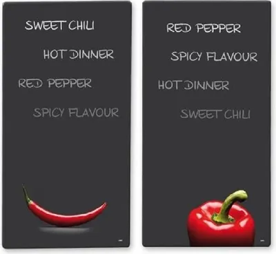 Zdjęcie produktu dla Multi - Zestaw 2 szklanych desek do krojenia CHILI/Kesper/pokrywa kuchenki/szklana deska do krojenia/płyta szklana/osłona przeciwbryzgowa