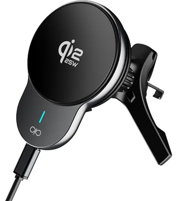 Immagine prodotto di Caricabatterie wireless Qi2.2 da 25W per auto, con ventola e cavo nero