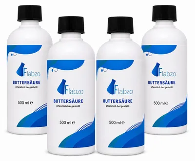 Produktbild von Buttersäure hochrein – 4 × 500 ml (2 Liter) – Laborqualität – Butyric Acid
