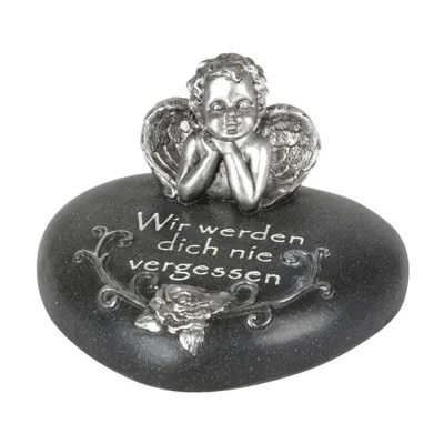 Produktbild von Spruchstein Herz 12x10cm Steinoptik Grabschmuck Grabdeko Gedenkstein Dekoherz , Variante:Nie vergessen