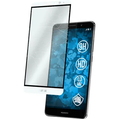 Produktbild von 1er-Pack PhoneNatic Glas-Folie klar full-screen weiß kompatibel mit Huawei Mate 9 - Panzerglas für Mate 9