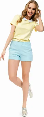 Produktbild von Damen Shorts kurze Hose mit  Taschen; Babyblau/S/36