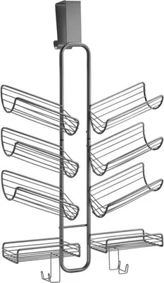 Produktbild von Duschablage Tür 8 Körbe graphitgrau mit Saugnäpfen 2 Haken Duschregal mDesign