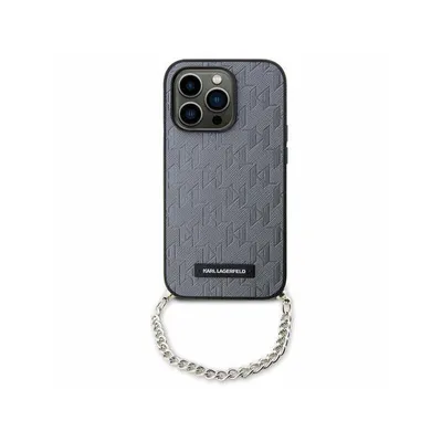 Productafbeelding van Etui Karl Lagerfeld Saffiano Monogram met ketting, voor iPhone 14 - Zilver