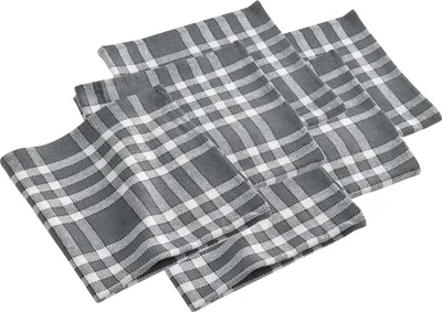Produktbild von 6x Landhaus Stoffservietten Baumwolle 45x45 grau kariert Stoff Tisch Servietten