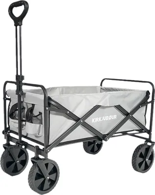 Produktbild von KIRKJUBØUR® faltbarer Bollerwagen, 100L Volumen, stufenlos verstellbarer Griff, 360° drehbare Räder, kompakt faltbar - ideal für Ausflüge grau|KJ-126